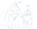  2019 anthro anthrofied arcanine balls belly bravo canid canine duo erection eyewear facial_hair genitals glasses growlithe harness humanoid_genitalia humanoid_hands humanoid_penis male mammal mature_male moobs mustache navel nintendo nipples overweight overweight_male penis pok&eacute;mon pok&eacute;mon_(species) simple_background sketch video_games white_background 