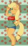  absurd_res anthro applejack_(mlp) big_breasts blonde_hair breasts clothed clothing digital_media_(artwork) earth_pony equid equine female friendship_is_magic green_eyes hair hasbro hat headgear headwear hi_res horse looking_at_viewer mammal my_little_pony pony simple_background solo thick_thighs wild_thunder06 