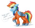  absurd_res bound_wings female feral friendship_is_magic handcuffed handcuffs hi_res luximus17 my_little_pony prison_jumpsuit prison_suit prison_uniform prisoner rainbow_dash_(mlp) shackles solo 