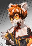  2021 5_fingers amber_eyes anthro arknights black_body clothed clothing eyewear felid female fingers fur glasses hair hi_res hypergryph looking_at_viewer mammal multicolored_body multicolored_fur multicolored_hair orange_body orange_fur orange_hair pantherine short_hair solo studio_montagne tiger video_games waaifu_(arknights) white_body white_fur white_hair wolfwhisperer 