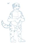  2019 anthro belly bravo canid canine canis dalmatian domestic_dog genitals humanoid_genitalia humanoid_hands humanoid_penis male mammal nipples overweight overweight_male penis simple_background sketch solo tongue tongue_out white_background 