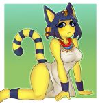  absurd_res animal_crossing ankha_(animal_crossing) anthro breasts clothed clothing domestic_cat egyptian felid feline felis female hi_res looking_at_viewer mammal nintendo solo video_games ykoba 