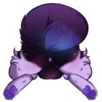  anus astro balls balls_blush blush butt butt_fluff canid canine canis cosmic_fur cosmic_tail emoji feral fluffy fluffy_tail foot_fetish fur genitals glowstone2001 low_res male mammal pawpads paws purple_body purple_fur solo space sploot spread_legs spreading thumbnail wolf 