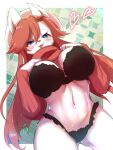  &lt;3 2021 anthro big_breasts blue_eyes blush bra breasts canid canine canis cleavage clothed clothing clothing_lift cute_fangs domestic_dog female fur hair half-closed_eyes hi_res huge_breasts kemono lingerie long_hair looking_at_viewer mammal narrowed_eyes navel onikuman open_mouth panties portrait red_hair red_nose solo sweater three-quarter_portrait tongue topwear underwear white_body white_fur 