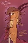  2021 antelope anthro blonde_hair bovid breasts dialogue disney english_text female fur gazelle gazelle_(zootopia) hair half-length_portrait hi_res horn looking_back mammal nude portrait qrog side_boob side_view solo tan_body tan_fur text unseen_character zootopia 