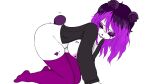  all_fours big_breasts breasts clothing eyes_closed female fur giant_panda goth hi_res jacket mammal multicolored_body multicolored_fur nipple_piercing nipples piercing purple_body purple_fur saintsomnia_(artist) solo thick_thighs topwear two_tone_body two_tone_fur ursid 