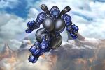  alien armor belly big_breasts bodysuit borisalien breasts cleavage clothed clothing female flying gun halo_(series) huge_breasts huge_hips huge_thighs microsoft ranged_weapon sangheili skinsuit slightly_chubby solo thick_thighs tight_clothing video_games weapon xbox_game_studios 