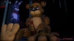  16:9 3d_(artwork) animatronic anthro bonnie_(fnaf) bow_tie clothing digital_media_(artwork) door duo five_nights_at_freddy&#039;s freddy_(fnaf) genitals hat headgear headwear hi_res lagomorph leporid machine male male/male mammal masturbation open_door penis rabbit robot sitting sitting_on_floor sky_chaser source_filmmaker spying ursid video_games widescreen 