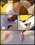  &lt;3 anal anal_fingering blush canid canine comic cunnilingus english_text female fennec fingering fox hi_res kuroodod looking_pleasured mammal open_mouth oral sam_(changing_fates) sex sloth_(changing_fates) smile text tongue tongue_out vaginal 