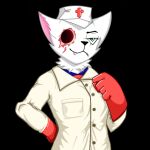  1:1 anthro doctor_clotes domestic_cat drnotafurry eyeless felid feline felis female gore mammal misha_the_nurse nurse solo wounded 