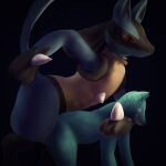  1:1 absurd_res amarali_(artist) ambiguous_gender anal anal_penetration anthro blue_body canid canine duo hi_res lucario male male/ambiguous mammal nintendo penetration pok&eacute;mon pok&eacute;mon_(species) red_eyes simple_background video_games ych_(character) 