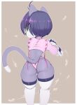  absurd_res anthro big_butt bit-maki breasts butt clothing domestic_cat felid feline felis female gloves handwear hi_res mammal rear_view simple_background solo thick_thighs thong topwear underwear usnarbit wide_hips 