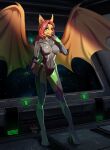 2021 5_fingers anthro ariannafray_pr breasts chiropteran clothed clothing digital_media_(artwork) female fingers green_eyes hi_res looking_at_viewer mammal membrane_(anatomy) membranous_wings solo space wings 