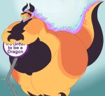  anthro beard belly big_belly blue_hair blue_sclera crossed_arms dragon facial_hair hair hi_res horn huge_thighs hyper hyper_thighs male megacoolbear_(artist) multicolored_hair obese obese_anthro obese_male orange_body overweight overweight_anthro overweight_male pink_hair solo thick_thighs 