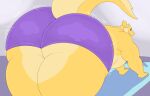  absurd_res agamid all_fours anthro bearded_dragon big_butt bottomwear butt clothing hi_res huge_butt lizard male megacoolbear_(artist) overweight overweight_anthro overweight_male purple_bottomwear purple_clothing rear_view reptile scalie solo thick_thighs yellow_body 