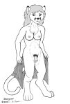  2000 anthro bernard_doove breasts chakona_space cougar felid feline fur genitals gynomorph hair herm_(lore) humanoid_genitalia humanoid_penis intersex mammal monochrome navel nipples nude penis solo stargazer_(goldfur) 