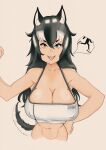  abs absurd_res animal_humanoid athletic athletic_female athletic_humanoid big_breasts bra breasts canid canid_humanoid canine canine_humanoid cleavage clothed clothing dwite eyebrow_through_hair eyebrows female grey_wolf_(kemono_friends) hair hand_on_hip heterochromia hi_res huge_breasts humanoid inner_ear_fluff kemono_friends long_hair mammal mammal_humanoid navel nipple_outline open_mouth simple_background solo sports_bra traditional_media_(artwork) translucent translucent_hair tuft underwear wolf_humanoid 