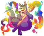  anthro blue_body blue_fur brush fur hi_res holding_object kangaroo kygen_(kygen) macropod male mammal marsupial open_mouth overweight paint paintbrush rainbow simple_background solo syc white_background 