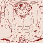 1:1 abs anthro clothing edit felid genitals low_res male mammal muscular muscular_anthro muscular_male nipples pantherine penis run_aki solo tiger tongue tongue_out uncensored undressing 