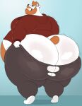  anthro beard belly big_butt bottomwear butt clothing facial_hair hair hi_res hoodie huge_butt hyper hyper_butt male mammal megacoolbear_(artist) obese obese_anthro obese_male orange_hair overweight overweight_anthro overweight_male pants polar_bear rear_view red_clothing red_hoodie red_topwear simple_background solo standing topwear torn_bottomwear torn_clothing torn_pants ursid ursine 