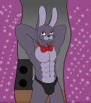  3loy anthro bonnie_(fnaf) five_nights_at_freddy&#039;s hi_res lagomorph leporid looking_at_viewer male mammal muscular muscular_anthro muscular_male pecs rabbit simple_background solo solo_focus stripper video_games 