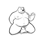  1:1 2021 ambiguous_gender anthro badger belly canid canine crispcactus duo hi_res humanoid_hands leash leash_pull male male/ambiguous mammal monochrome moobs mustelid musteline navel nipples overweight overweight_male simple_background sketch white_background 