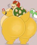  anthro armband belly big_butt bowser bracelet bubble_butt butt duo fungus green_yoshi hair hi_res horn huge_butt hyper hyper_butt jewelry koopa looking_back male mario_bros megacoolbear_(artist) mushroom nintendo obese obese_anthro obese_male overweight overweight_anthro overweight_male rear_view red_hair reptile scalie shell spiked_armband spiked_bracelet spiked_shell spikes spikes_(anatomy) video_games yellow_body yoshi 