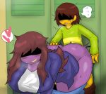  &lt;3 all_fours ambiguous_penetration anthro anthro_penetrated big_breasts big_butt blush breasts brown_hair butt cleavage clothed clothed_sex clothing deltarune doggystyle duo enigi09 female female_penetrated from_behind_position green_clothing grin hair hair_over_eyes hi_res human human_on_anthro human_penetrating human_penetrating_anthro interspecies kris_(deltarune) larger_anthro larger_female long_hair looking_pleasured male male/female male_penetrating male_penetrating_female mammal non-mammal_breasts obscured_eyes open_mouth pants_down partially_clothed penetration reptile scalie sex shaking size_difference smaller_human smaller_male smile susie_(deltarune) thick_thighs trembling video_games wide_hips 