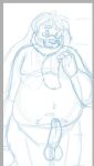  anthro balls belly bravo erection eyewear genitals glasses humanoid_genitalia humanoid_hands humanoid_penis lagomorph leporid male mammal mature_male moobs navel penis rabbit simple_background sketch solo 