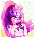  2019 anthro digital_media_(artwork) equid equine eyebrows eyelashes hair male mammal pacevanrign pink_hair smile solo zebra 