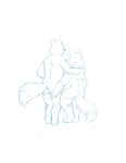  2018 anthro bravo butt butt_grab canid canine disney duo fox gideon_grey hand_on_butt hi_res hug humanoid_hands hyenafur incest_(lore) kody_rowan_(character) male male/male mammal overweight overweight_male simple_background sketch white_background zootopia 