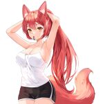  2021 adjusting_hair alpha_channel amber_eyes animal_humanoid bottomwear braided_hair breasts canid canid_humanoid clothing female hair hi_res humanoid lillly long_hair looking_at_viewer mammal mammal_humanoid object_in_mouth ponytail red_hair shorts simple_background solo transparent_background 