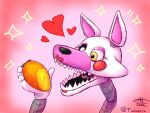  4:3 animatronic canid canine cheek_tuft digital_drawing_(artwork) digital_media_(artwork) facial_tuft female feral five_nights_at_freddy&#039;s five_nights_at_freddy&#039;s_2 food fox fruit glowing glowing_eyes happy hi_res machine mammal mangle_(fnaf) mango_(fruit) open_mouth plant robot solo tuft tunk_saray_lovesta video_games yellow_eyes 