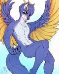  2020 4:5 abs anthro digital_media_(artwork) eyebrows eyelashes feathered_wings feathers heterochromia hybrid male nude pacevanrign solo wings 