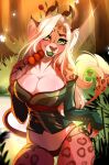  2019 anthro breasts clothed clothing digital_media_(artwork) felid female hi_res horn leopard mammal open_mouth pacevanrign pantherine solo teeth tongue wilderkin 