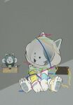  canid canine clothed clothing felid feline hair hi_res mammal open_mouth simple_background sister_tale solo spacesuit tem temmie_(undertale) undertale video_games white_body 