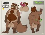  2021 anthro balls belly big_balls bravo brown_body brown_fur butt canid canine eyewear fur genitals glasses humanoid_hands male mammal mature_male model_sheet moobs nipples overweight overweight_male penis raccoon_dog solo tanuki 