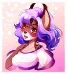  2019 anthro breasts brown_eyes clothed clothing digital_media_(artwork) eyebrows eyelashes felid feline female hair lynx mammal open_mouth pacevanrign purple_hair solo teeth tongue 