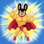  1:1 2020 anthro balls clothing genitals gloves handwear hi_res lonbluewolf male mammal mighty_mouse mighty_mouse_(character) mouse murid murine muscular muscular_male penis poking_out rodent solo superhero tight_clothing 