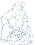  2019 anthro balls belly bravo disney duo erection felid genitals hi_res humanoid_genitalia humanoid_hands humanoid_penis hyaenid hyenafur lion lying male male/male mammal moobs mufasa navel nipples overweight overweight_male pantherine penis simple_background sketch the_lion_king white_background 