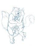  2019 anthro anthrofied balls belly bravo butt butt_grab canid canine disney duo erection fox fox_and_the_hound genitals hand_on_butt hi_res humanoid_hands hyenafur kody_rowan_(character) male male/male mammal moobs nipples overweight overweight_male penis simple_background sketch tod_(fath) white_background 