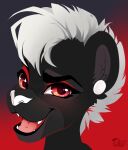  2019 anthro digital_media_(artwork) ear_piercing eyebrows eyelashes felid female hair headshot_portrait lion looking_at_viewer mammal open_mouth pacevanrign pantherine piercing portrait red_eyes simple_background teeth tongue white_hair 