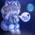 1:1 canid canine clothed clothing earth felid feline fur hair mammal open_mouth simple_background solo space stupidrinz tem temmie_(undertale) text topwear undertale video_games white_body white_fur 