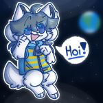  1:1 canid canine clothed clothing earth felid feline fur hair mammal open_mouth simple_background solo space stupidrinz tem temmie_(undertale) text topwear undertale video_games white_body white_fur 