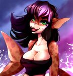  2019 anthro black_hair breasts clothed clothing digital_media_(artwork) eyebrows eyelashes female fish hair looking_at_viewer marine open_mouth pacevanrign shark smile solo tongue 