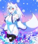  arctic_fox azalea canid canine female fox furry hi_res kemono mammal solo white_body white_skin whiteyonggari(artist) winter yellow_eyes 