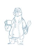  2020 anthro balls bravo clothing cup domestic_ferret erection eyewear genitals glasses hi_res humanoid_hands male mammal mature_male mustela mustelid musteline overweight overweight_male penis robe simple_background sketch solo true_musteline white_background 