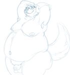  2021 anthro balls belly blue_and_white bravo canid canine canis domestic_dog eyewear genitals glasses male mammal monochrome moobs navel nipples obese obese_male overweight overweight_male penis simple_background sketch solo white_background 