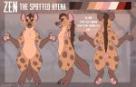  absurd_res anthro bunsanity_(artist) digital_media_(artwork) english_text fur hi_res hyaenid male male/male mammal model_sheet simple_background smile solo text 