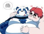  2021 anthro belly blush bodily_fluids clothing debudave_12 duo giant_panda hi_res human human_on_anthro humanoid_hands interspecies kemono male male/male mammal moobs nipples overweight overweight_male shirt simple_background sweat topwear ursid white_background 